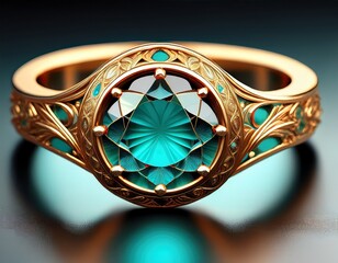 gold ring with turquoise inlay