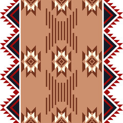 Geometric pattern shades of Cream, brown. Native American tribal fabric. Suitable for textile, rugs, cards, tiles, motifs, picture books. boho indian ornament design vector for woven textile printing