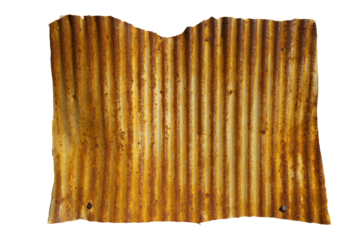 a piece of corrugated metal with rust on it