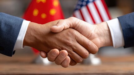 Hands of Agreement Between Business Partners from China and USA