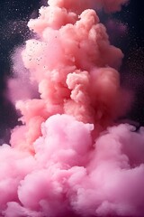 Pink Smoke Explosion Against Dark Background