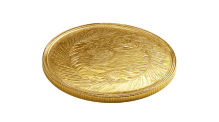 Flat Embossed Golden Coin with Ornamental Pattern