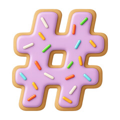 Obraz premium PNG Sprinkled hashtag donut delight.