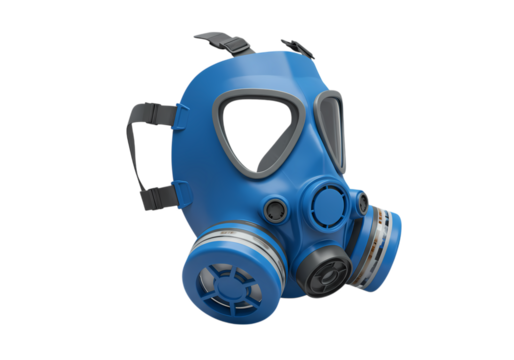 Blue Respirator Mask: Industrial Safety Equipment Isolated on Transparent Background
