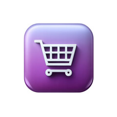 Shopping cart icon on a purple rounded square isolated on transparent background