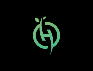Green minimalist logo design with leaves