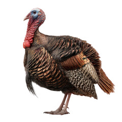 Wild turkey, side profile, isolated on black