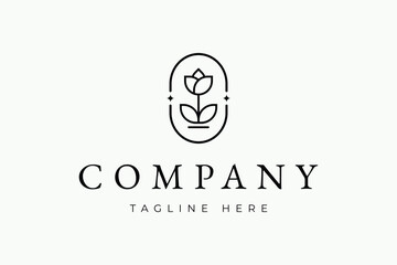 Beauty and Elegant Floral Badge Logo