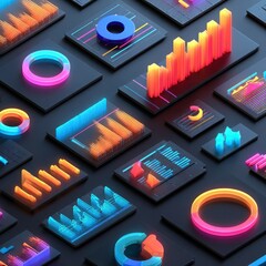 Dynamic data visualization showcase tech environment infographic design abstract perspective vivid geometric joy
