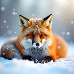 Fototapeta premium red fox in snow