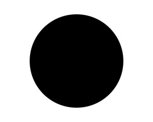 A solitary black circle with perfect symmetry on a plain white backdrop