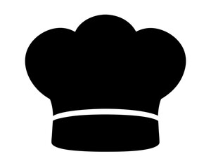 Black chef's hat isolated on white background, icon of cooking symbol