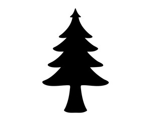 Simple minimalist black silhouette of a coniferous or Christmas tree illustration