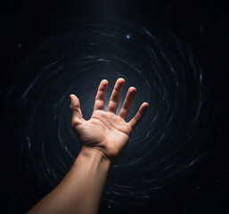 A Human Hand Reaching Out To The Dark Unknown The Dark Matter