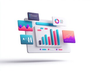 a display features various data representations against a stark background