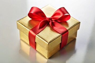 Obraz premium red gift box with ribbon