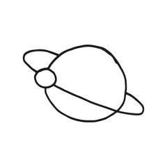 Linear illustration of planet on white color background
