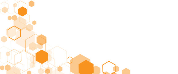 Vector geometric abstract background with orange hexagons. Science, technology and medical concept.