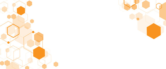 Vector geometric abstract background with orange hexagons. Science, technology and medical concept.