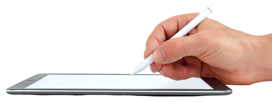 Hand holding stylus over a tablet (2)
