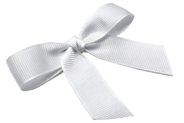 Elegant White Ribbon Bow Isolated on White Background Perfect for Gift Wrapping or Decoration