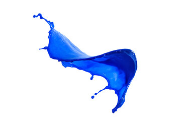 a blue liquid splashing into a white background