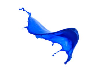 a blue liquid splashing into a white background