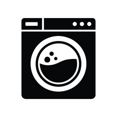 Washing machine silhouette vector icon laundry appliance design for clean clothes and household chores illustration image