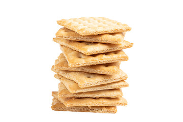 a stack of crackers on a white background