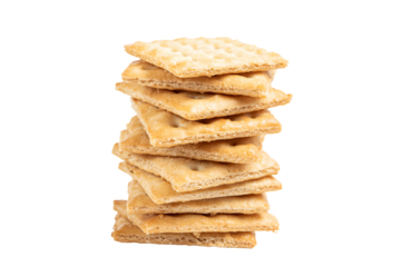 a stack of crackers on a white background