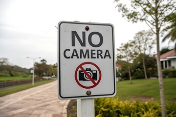 No Photography Allowed: Notice Sign on Residential Road
