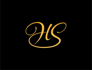 Stylish gold initials hs logo