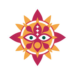 Sri Lankan Kolam Mask Mandala Illustration