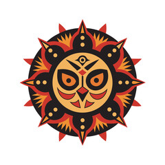 Traditional Russian Mask Mandala Illustration