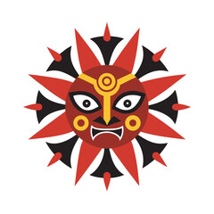 Nepalese Cultural Mask Mandala Illustration