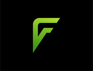Modern green letter f logo design