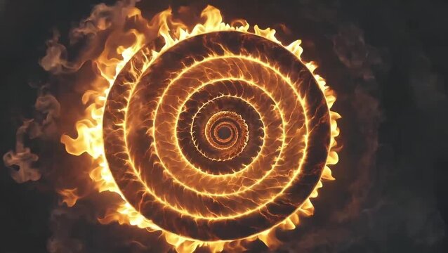 Close-up of fire swirling in a hypnotic circular pattern