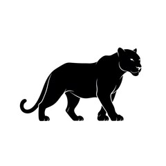 Obraz premium Elegant Black Panther Silhouette Walking in Powerful Stance Through a Minimalist Design