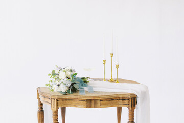 Wedding Flower Table Bouquet Champagne Candle Set