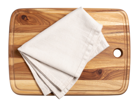 Modern Round Serving Board with Crumpled Cotton Napkin, Transparent White Background PNG1 - Powered by Adobe