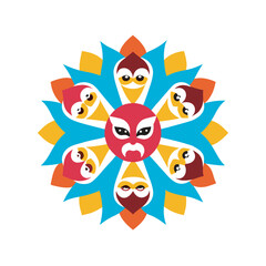 Chinese Opera Traditional Mask Mandala