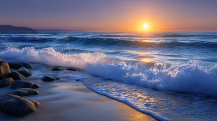 Fototapeta premium Warm Sunset Glow Over the Sea