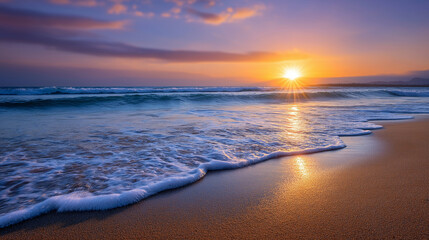 Obraz premium Stunning Beach Sunset Captured in Soft Light