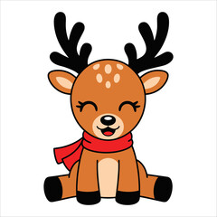 Front view vector illustration of a funny deer isolated on white background perfect for kids projects, animal themed visuals, and nature designs