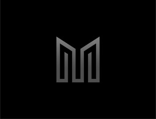 Modern abstract gray letter m logo design