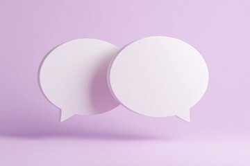 Fototapeta premium White Speech Bubble Pair with Purple Background, Communication Concept and Dialogue Representation, Modern Chat Interface Image, Conversation Symbol and Dynamic Messaging Layout 