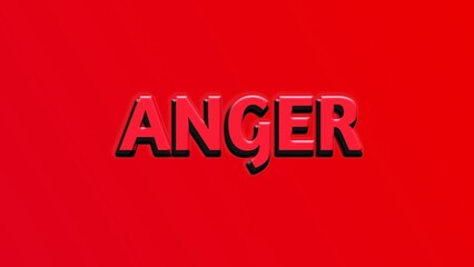 ANGER Text on Red Background – 3D Bold Typography Emotion Concept