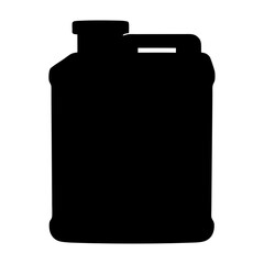 Silhouette of a black plastic jerrycan container with handle on a white background