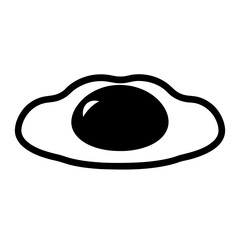 Black and white illustration of a sunny side up egg graphic design