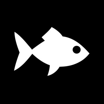 White fish swims iconically within dark waters abstractly presented